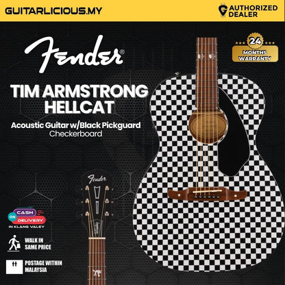 Fender Tim Armstrong Hellcat Acoustic Guitar w/Black Pickguard, Checkerboard