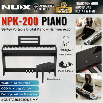 NUX NPK-200 88-Key Portable Digital Piano w Hammer Action