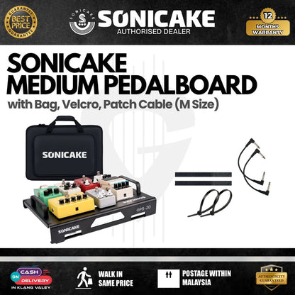 Sonicake Medium Pedalboard with Bag, Velcro, Patch Cable (M Size) - QPB-21