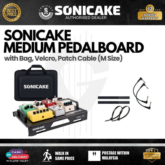 Sonicake Medium Pedalboard with Bag, Velcro, Patch Cable (M Size) - QPB-21