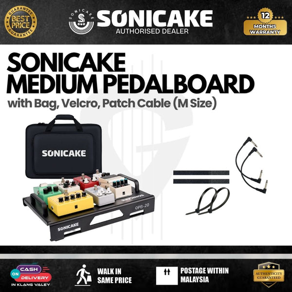 Sonicake Medium Pedalboard with Bag, Velcro, Patch Cable (M Size) - QPB-21