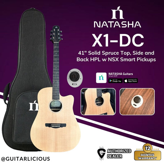 Natasha X1-DC 41" Solid Spruce Top, Side and Back HPL w NSX Smart Pickups