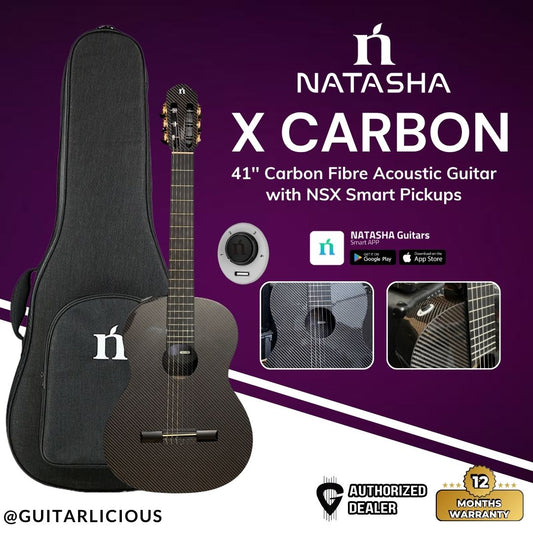 Natasha X Carbon 41'' Carbon Fibre Acoustic Guitar w NSX Smart Pickups