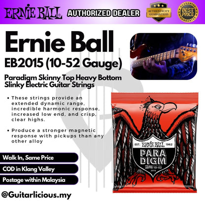 Ernie Ball Paradigm Skinny Top Heavy Bottom Slinky Electric Guitar Strings, 10-52 - EB2015