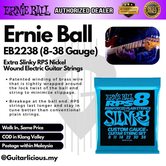 Ernie Ball Extra Slinky RPS Nickel Wound Electric Guitar Strings, 8-38 - EB2238