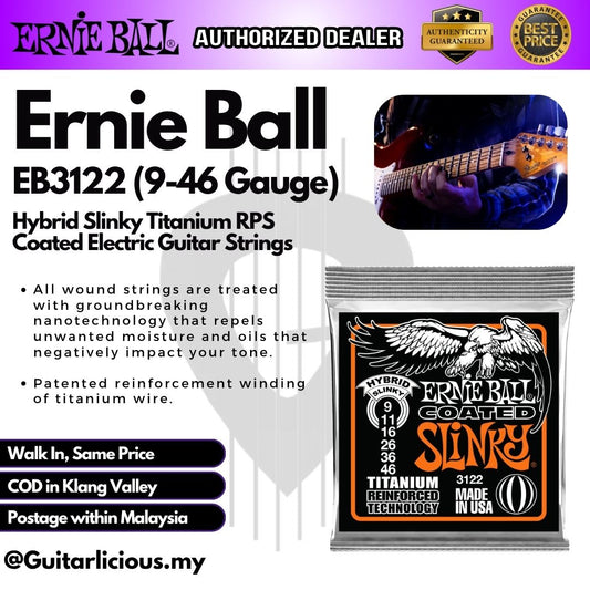 Ernie Ball Hybrid Slinky Titanium RPS Coated Electric Guitar Strings, 9-46 - EB3122