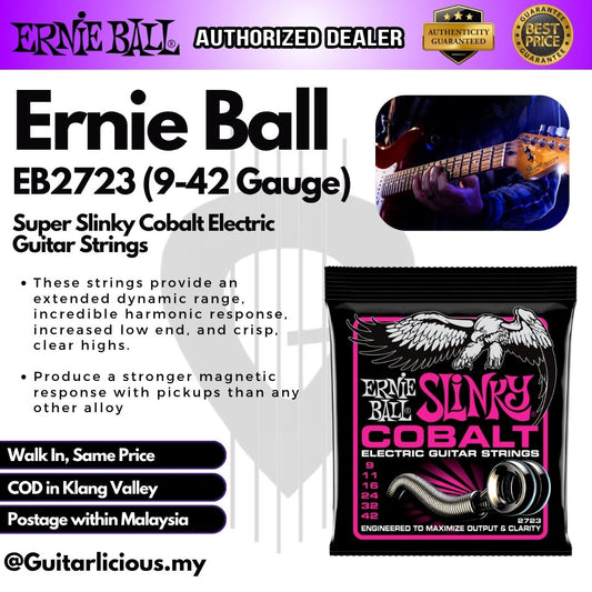 Ernie Ball Super Slinky Cobalt Electric Guitar Strings, 9-42 - EB2723