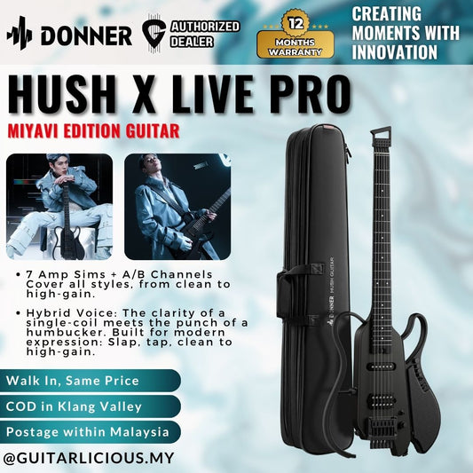 Donner Miyavi Edition HUSH X LIVE Pro Travel Guitar with Speaker