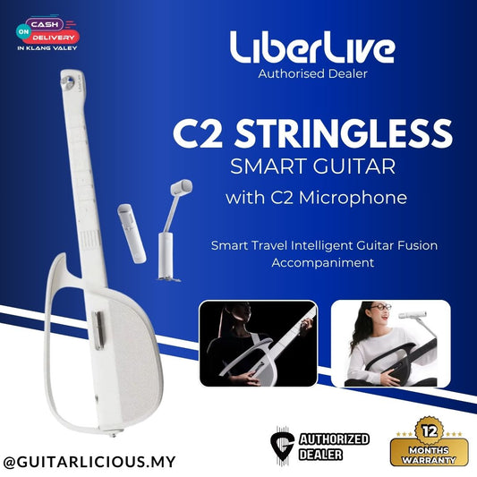 LiberLive C2 Stringless Cordless Foldable Smart Travel Intelligent Guitar Fusion Accompaniment - White