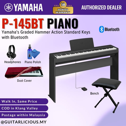 Yamaha P-145BT 88-Key Graded Hammer Compact Digital Piano with Bluetooth ( P145BT / P145B )