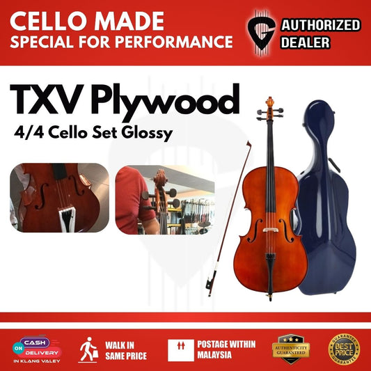 TXV Plywood 4/4 Cello Set Glossy
