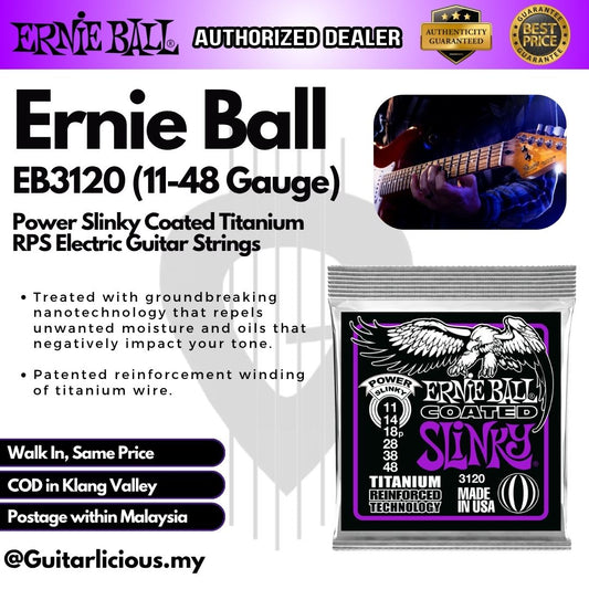 Ernie Ball Power Slinky Coated Titanium RPS Electric Guitar Strings, 11-48 - EB3120