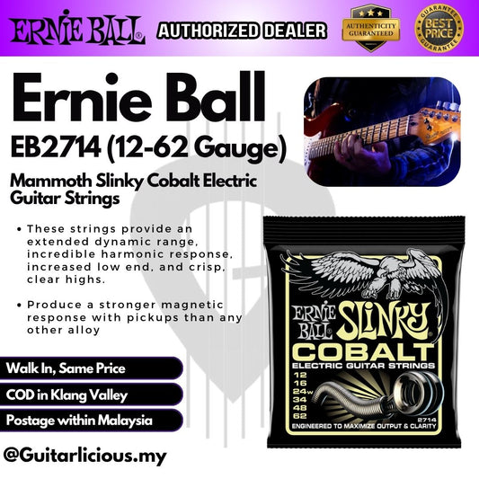 Ernie Ball Mammoth Slinky Cobalt Electric Guitar Strings, 12-62 - EB2714
