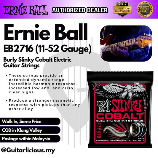 Ernie Ball Burly Slinky Cobalt Electric Guitar Strings, 11-52 - EB2716