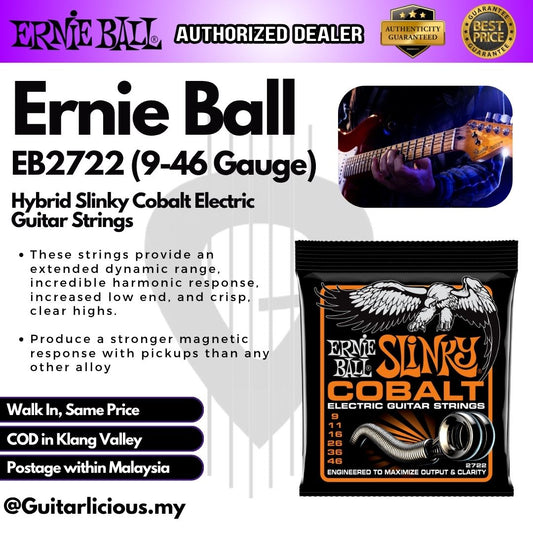 Ernie Ball Hybrid Slinky Cobalt Electric Guitar Strings, 9-46 - EB2722