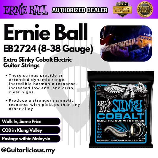 Ernie Ball Extra Slinky Cobalt Electric Guitar Strings, 8-38 - EB2724