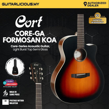 Cort Core-Series CORE GA Formosan Koa Acoustic Guitar W/Padded Bag - Light Burst Top Semi Gloss