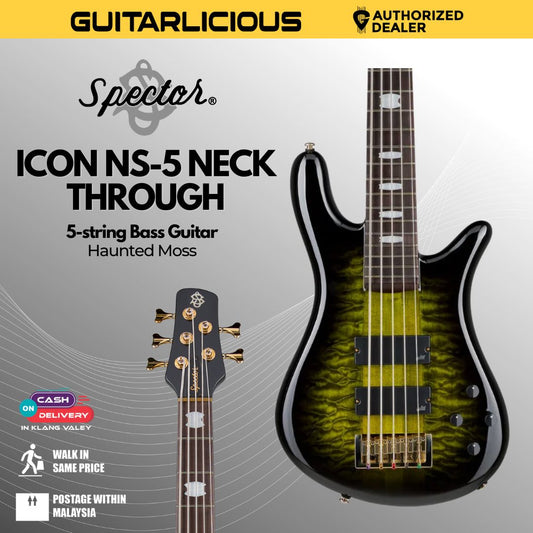 Spector Icon NS-5 Neck-Thru 5-String Electric Bass Guitar, Haunted Moss