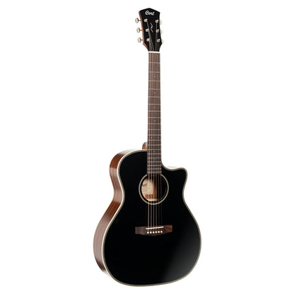 Cort Essence-Series ESGA4 Solid Top Acoustic Guitar W/EQ & Bag (Black Top Semi Gloss)