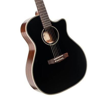 Cort Essence-Series ESGA4 Solid Top Acoustic Guitar W/EQ & Bag (Black Top Semi Gloss)