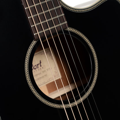 Cort Essence-Series ESGA4 Solid Top Acoustic Guitar W/EQ & Bag (Black Top Semi Gloss)
