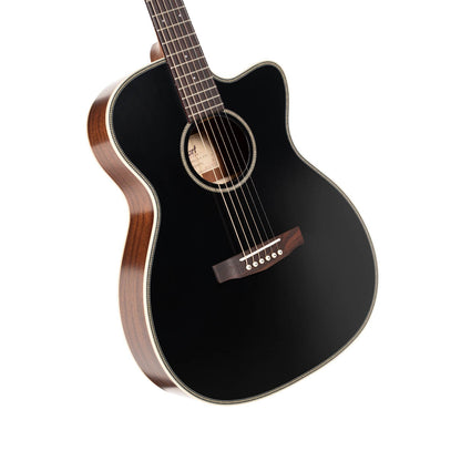 Cort Essence-Series ESOC4 Solid Top Acoustic Guitar W/EQ & Bag (Black Top Semi Gloss)