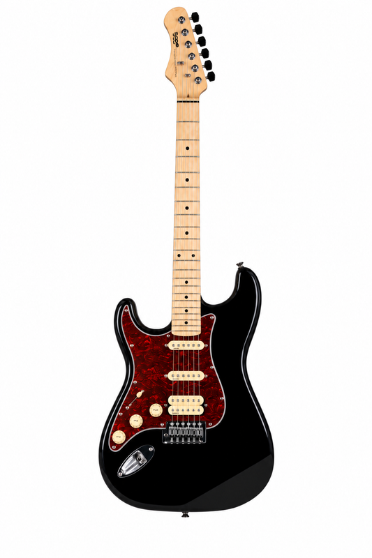 SQOE SEST250 Super Stratocaster Body HSS Left Handed Electric Guitar Maple Fretboard