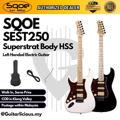 SQOE SEST250 Super Stratocaster Body HSS Left Handed Electric Guitar Maple Fretboard