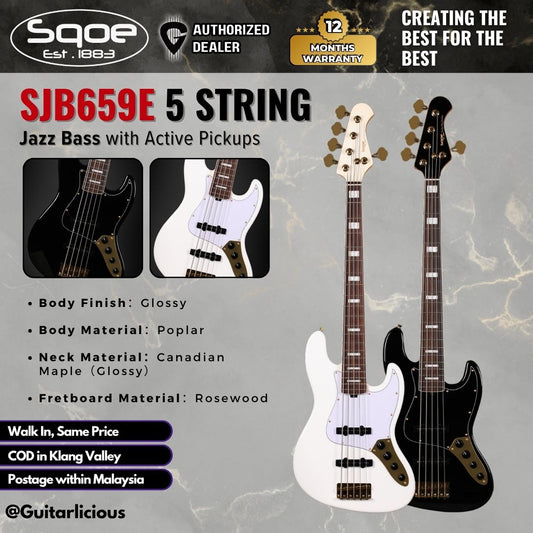 SQOE SJB659E 5 String Jazz Bass with Active Pickups