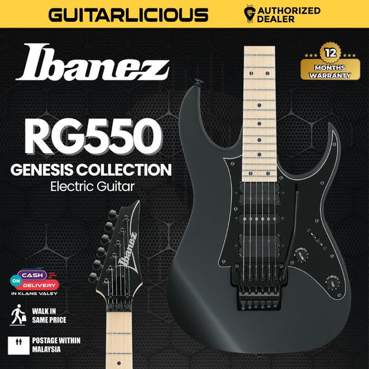 Ibanez RG550 Genesis Collection Basswood Body Electric Guitar - Black Flat