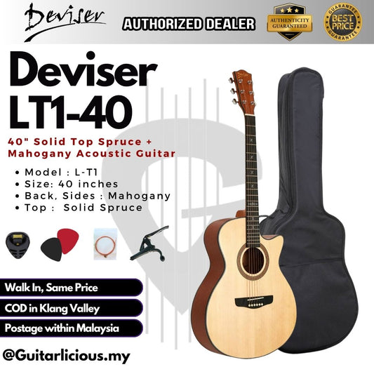 Deviser 40" Solid Top Spruce + Mahogany Acoustic Guitar - LT1-40