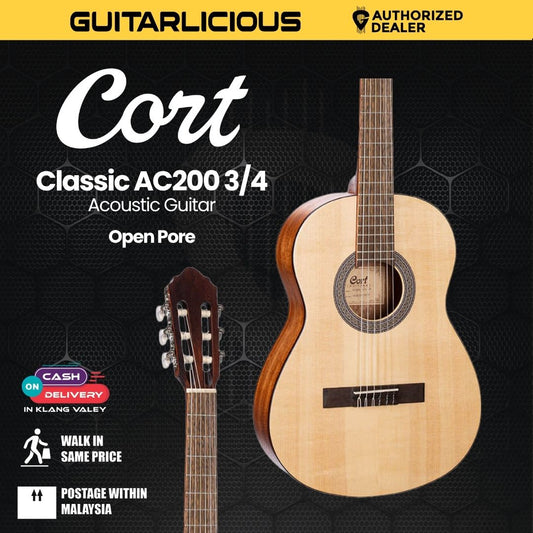 Cort AC-200 3/4 Classical Guitar With Bag - Open Pore