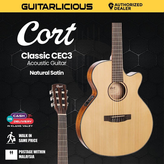 Cort CEC3 Classical Guitar with Bag - Natural Satin