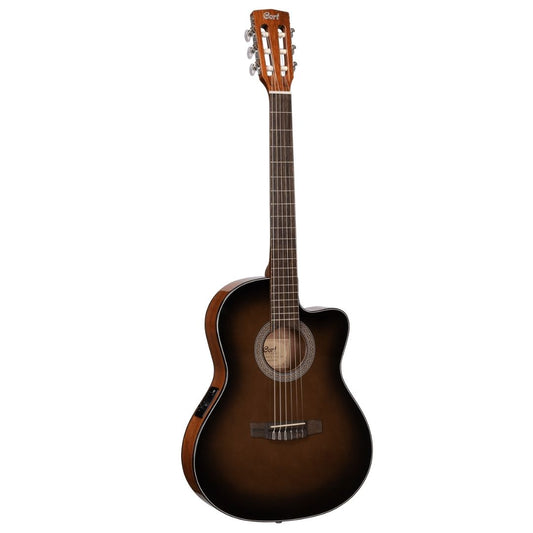 Cort Jade E Nylon Classical Guitar with Bag - Dark Brown Burst