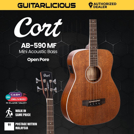 Cort AB-590 MF Mini Acoustic Bass With /EQ W/Bag-Open Pore