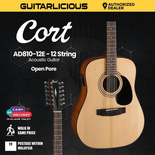 Cort AD810-12E - 12 String Acoustic Guitar with Bag - Open Pore