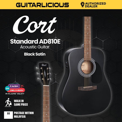 Cort AD810E Acoustic Guitar with Bag - Black Satin