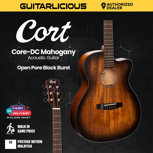 Cort Core-DC All Mahogany Acoustic Guitar with Bag - Open Pore Black Burst