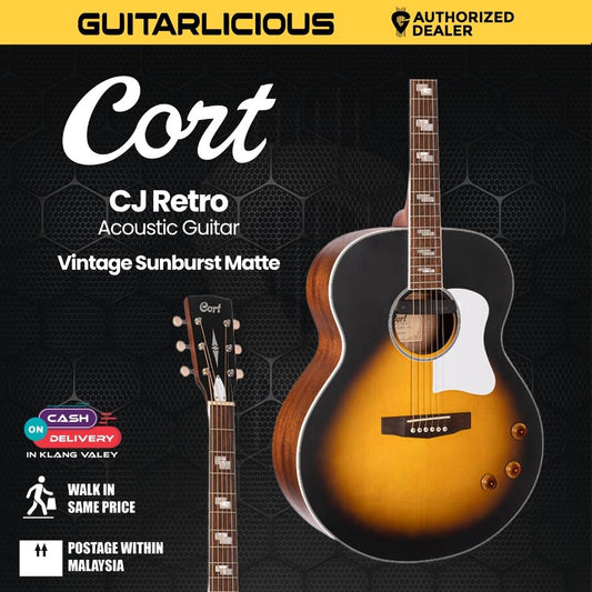 Cort CJ Retro Jumbo Acoustic Guitar with Bag - Vintage Sunburst Matte