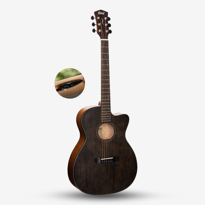 CORT Core-OC Spruce Acoustic Guitar with Fishman Sonitone Pickup - Open Pore Trans Black (OPTB)