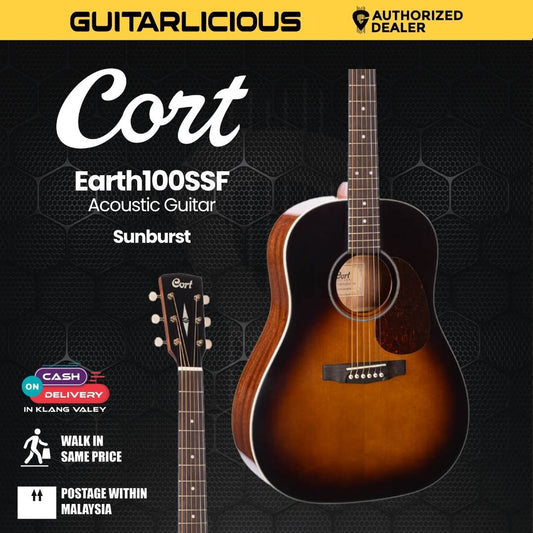 Cort Earth100SSF Acoustic Guitar with Bag - Sunburst