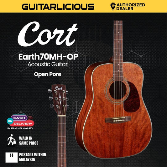 Cort Earth70 Mahogany Acoustic Guitar with Bag - Open Pore