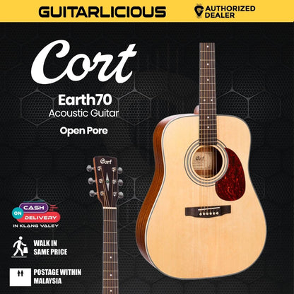 Cort Earth70 Acoustic Guitar with Bag - Open Pore