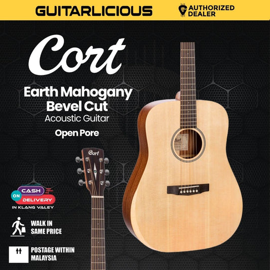 Cort Earth Mahogany Bevel Cut Acoustic Guitar with Bag - Open Pore