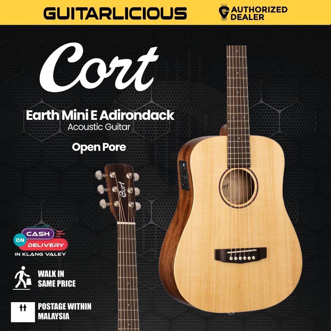Cort Earth Mini E Adirondack Acoustic Guitar with Bag – GUITARLICIOUS