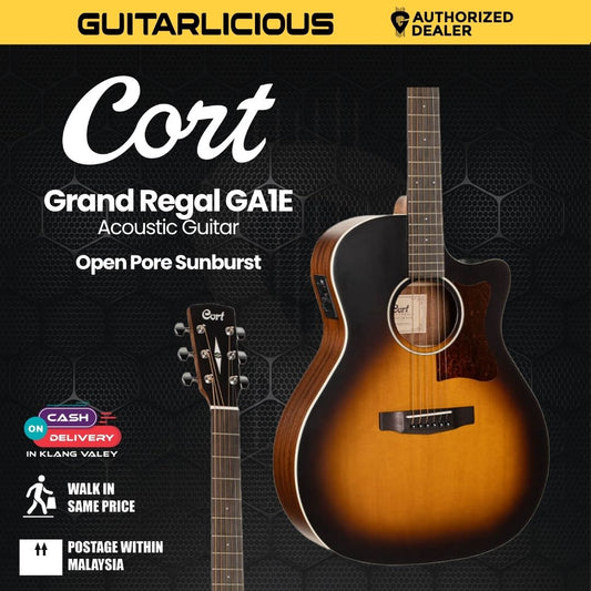 Cort GA-1E Grand Regal Acoustic Guitar with Bag - Open Pore Sunburst