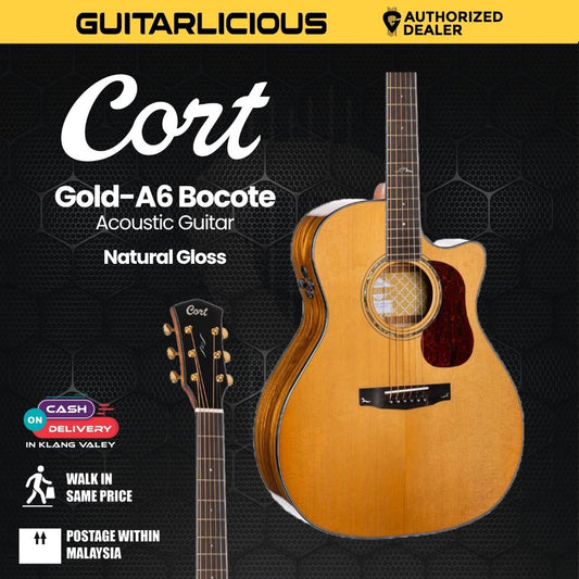 Cort Gold-A6 Bocote Acoustic Guitar with Bag-Natural