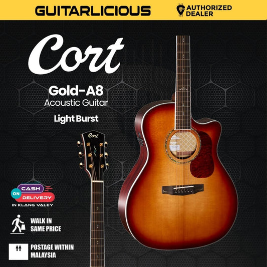 Cort Gold-A8 Acoustic Guitar with Bag - Light Burst