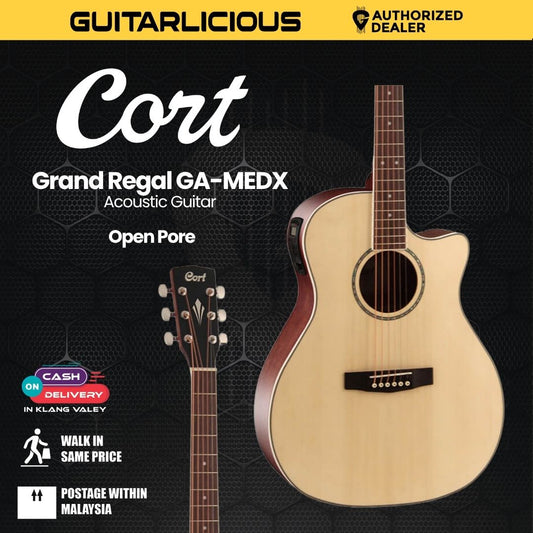 Cort GA-MEDX M Acoustic Guitar with Bag- Open Pore