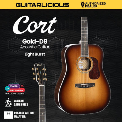 Cort Gold-D8 Acoustic Guitar with Bag - Light Burst